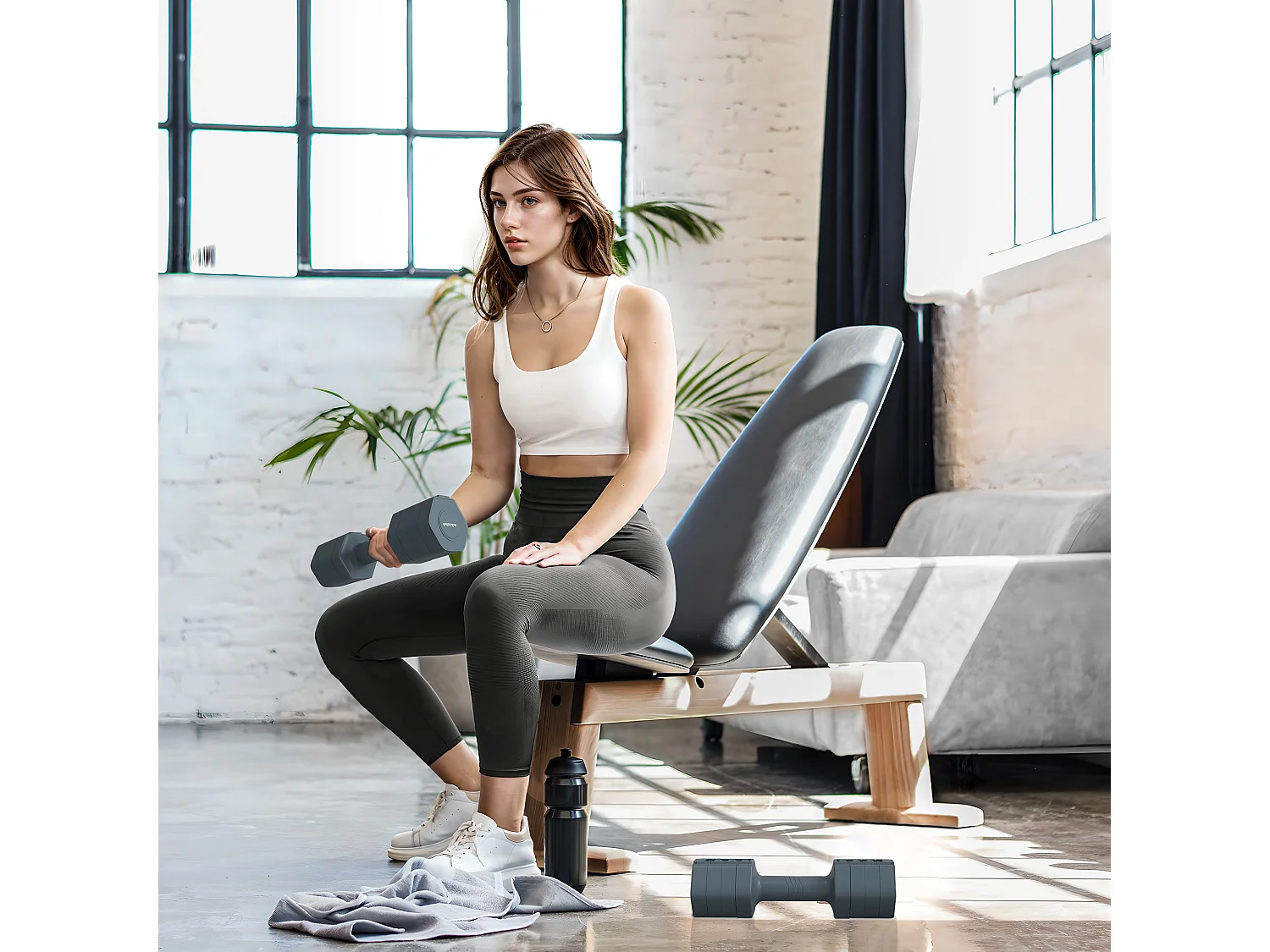 Lot de 2 haltères réglables hexagonales avec poignée antidérapante pour l'entraînement à domicile, 2 x 2.5kg gris