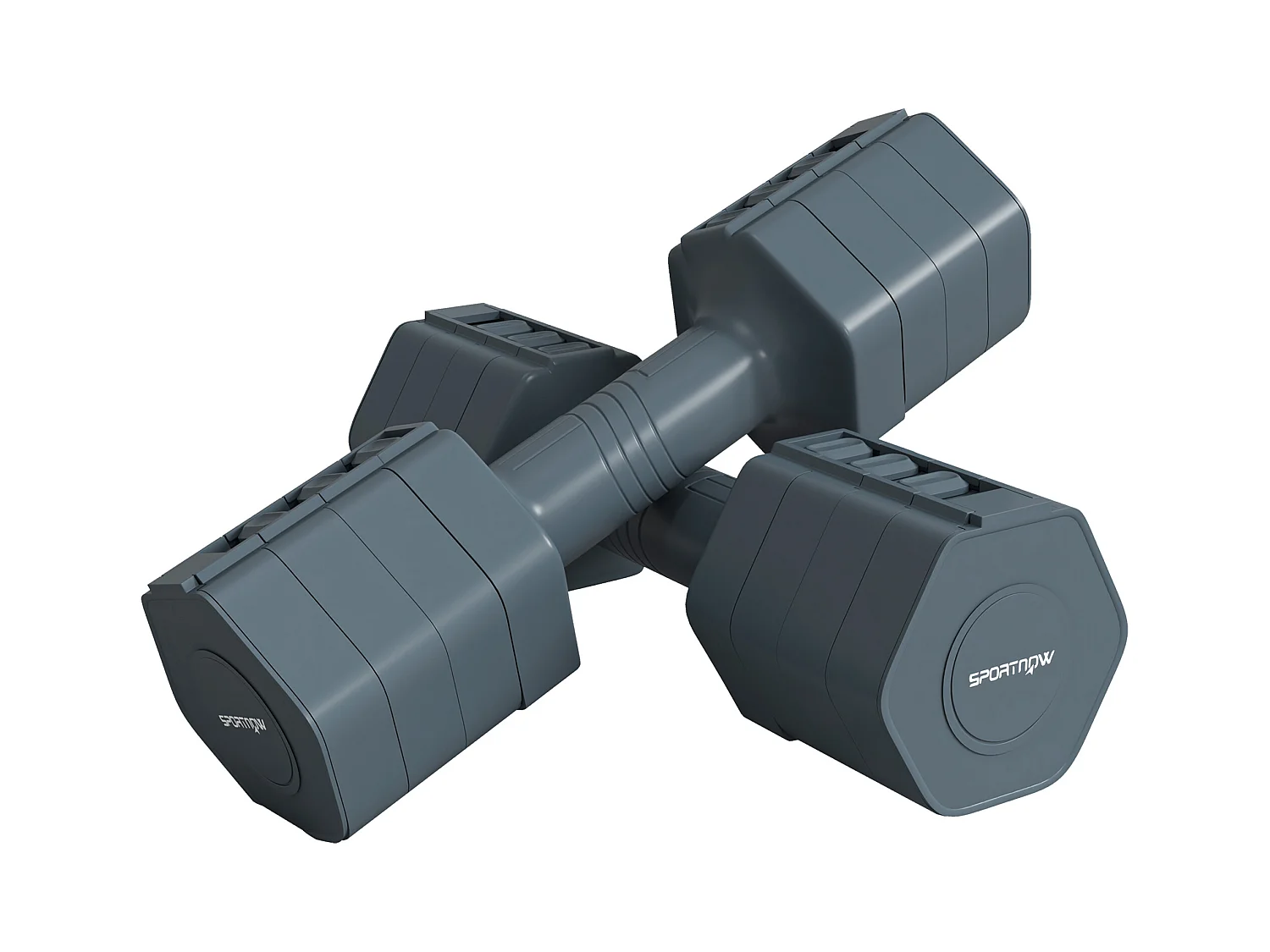 Lot de 2 haltères réglables hexagonales avec poignée antidérapante pour l'entraînement à domicile, 2 x 2.5kg gris