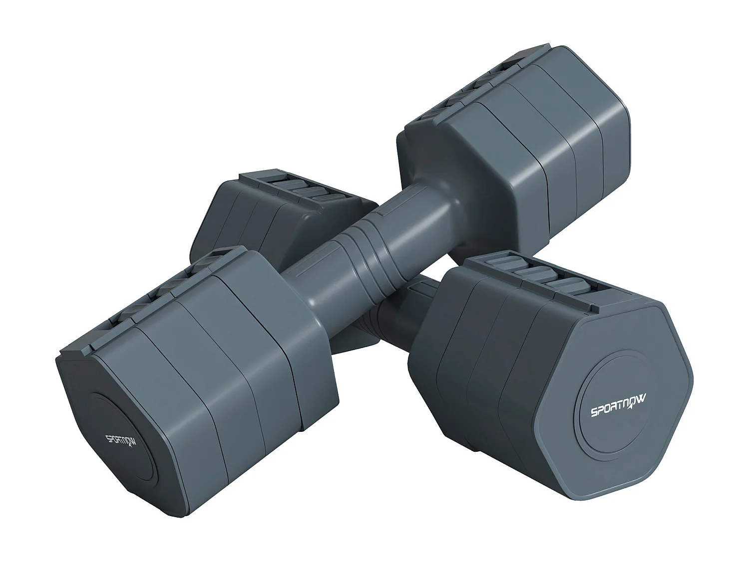 Lot de 2 haltères réglables hexagonales avec poignée antidérapante pour l'entraînement à domicile, 2 x 2.5kg gris