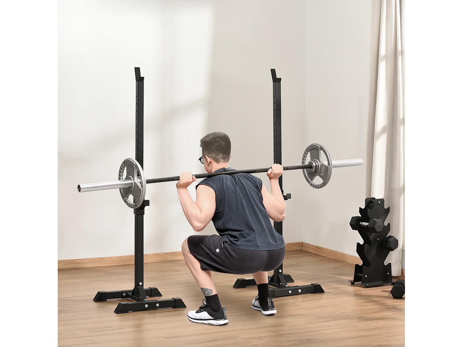 Support de musculation repose haltères charge Max. 150 Kg Noir