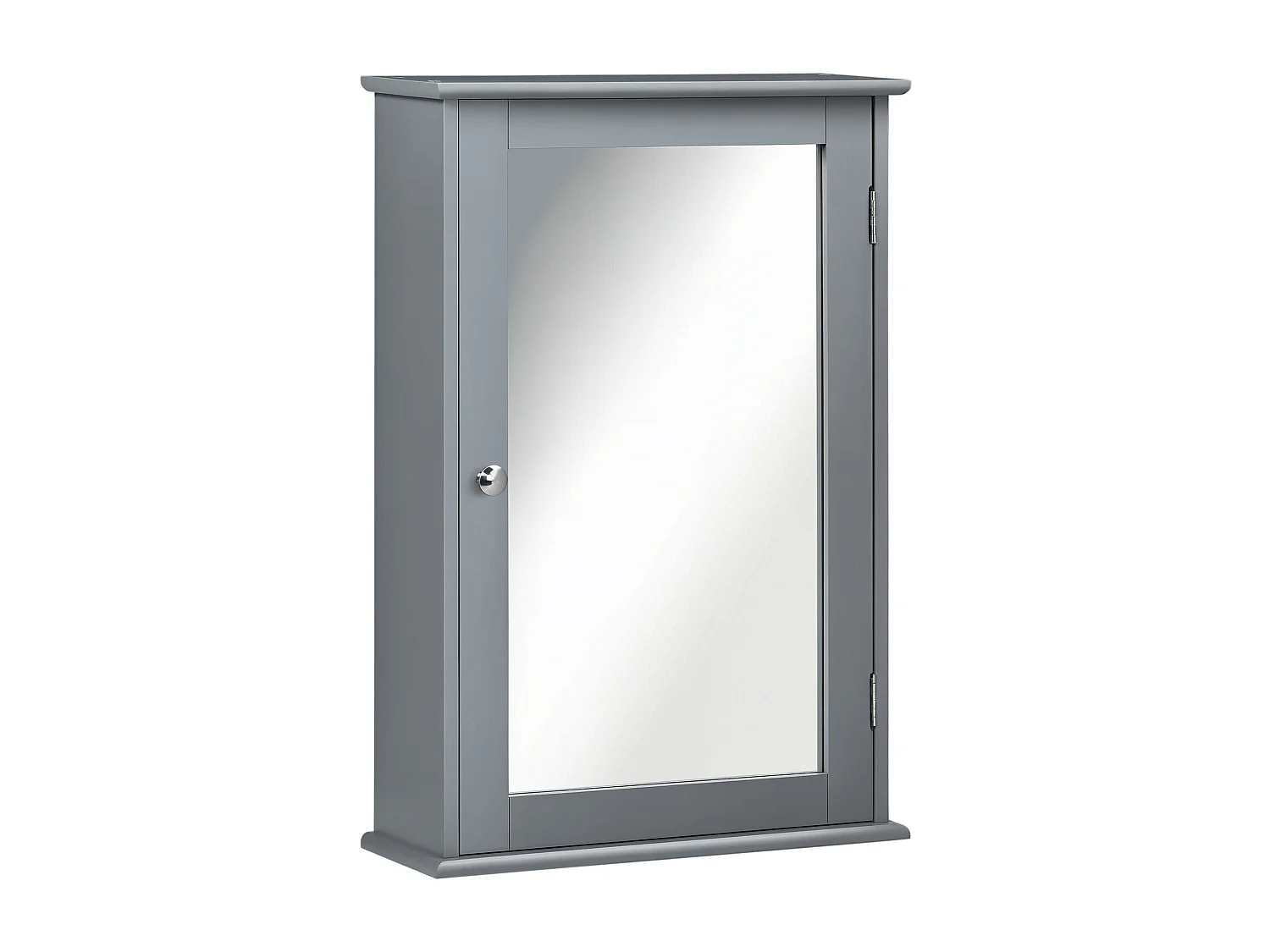 Armoire miroir mural de salle de bain - porte, 2 étagères - dim. 41L x 14l x 60H cm - gris