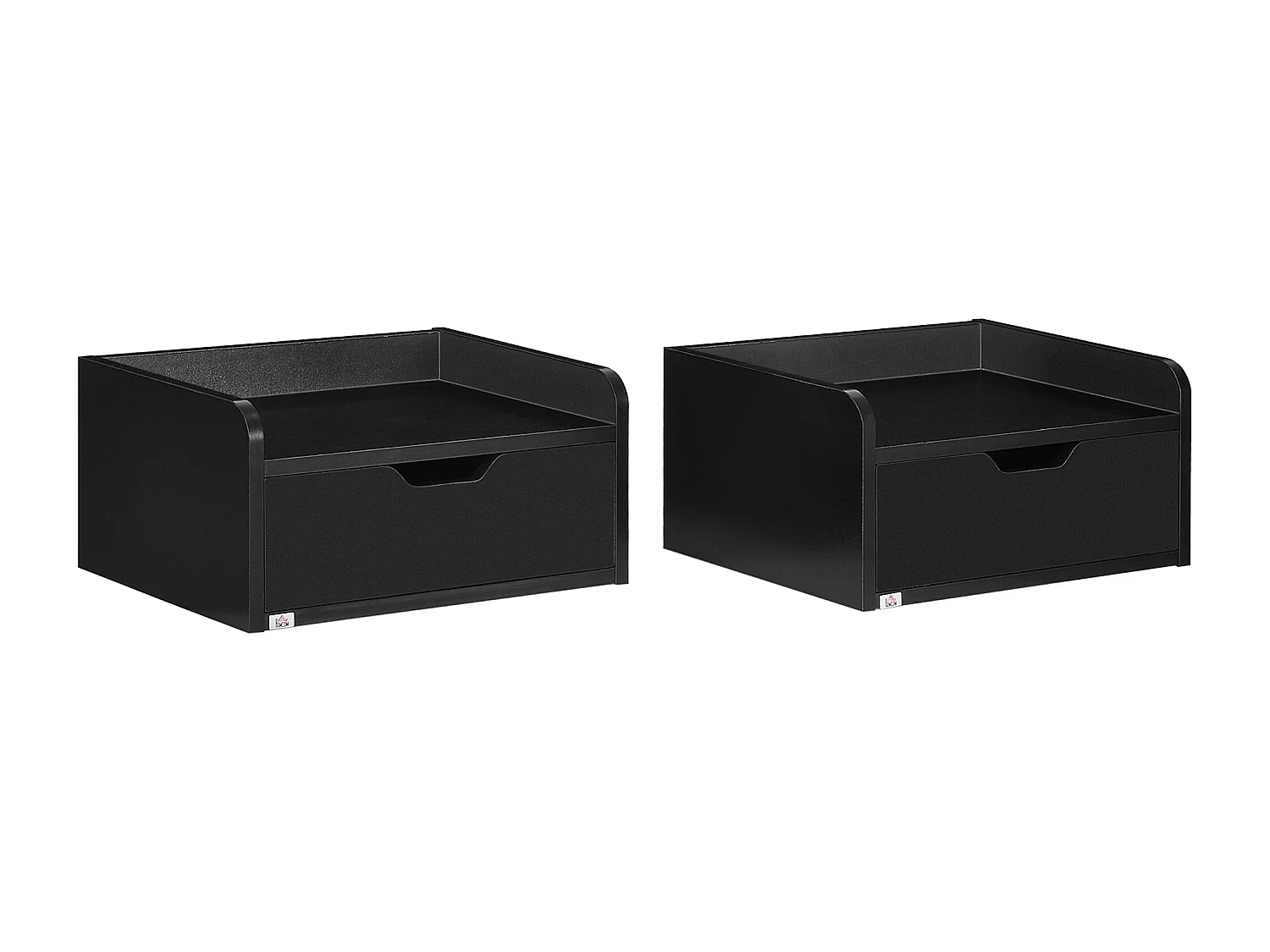 Lot de 2 chevets tables de nuit murales - tiroir coulissant, plateau - dim. 40L x 30l x 19H cm - panneaux noir