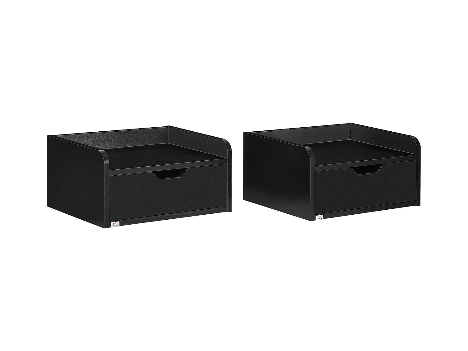 Lot de 2 chevets tables de nuit murales - tiroir coulissant, plateau - dim. 40L x 30l x 19H cm - panneaux noir