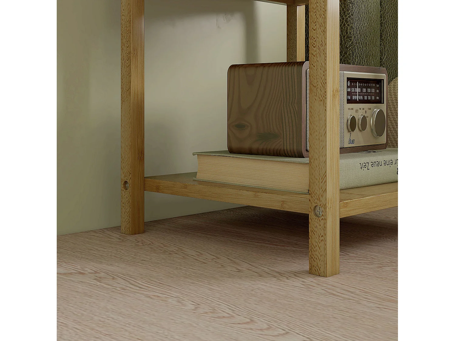 Lot de 2 chevets tables de nuit style naturel - 2 tiroirs, étagère - bois de bambou verni