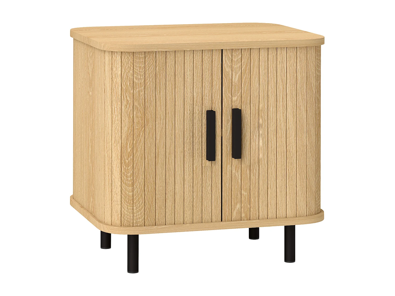 Chevet table d'appoint style Shabby Chic - 2 portes coulissantes - acier aspect bois clair vieilli