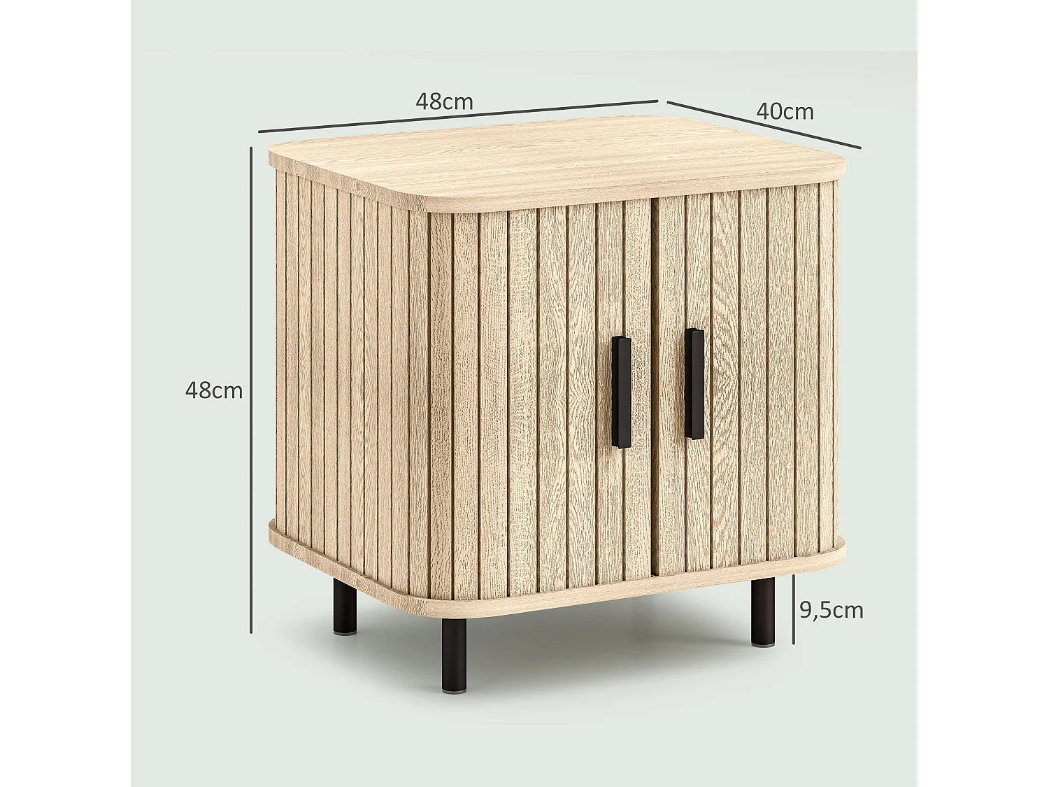 Chevet table d'appoint style Shabby Chic - 2 portes coulissantes - acier aspect bois clair vieilli