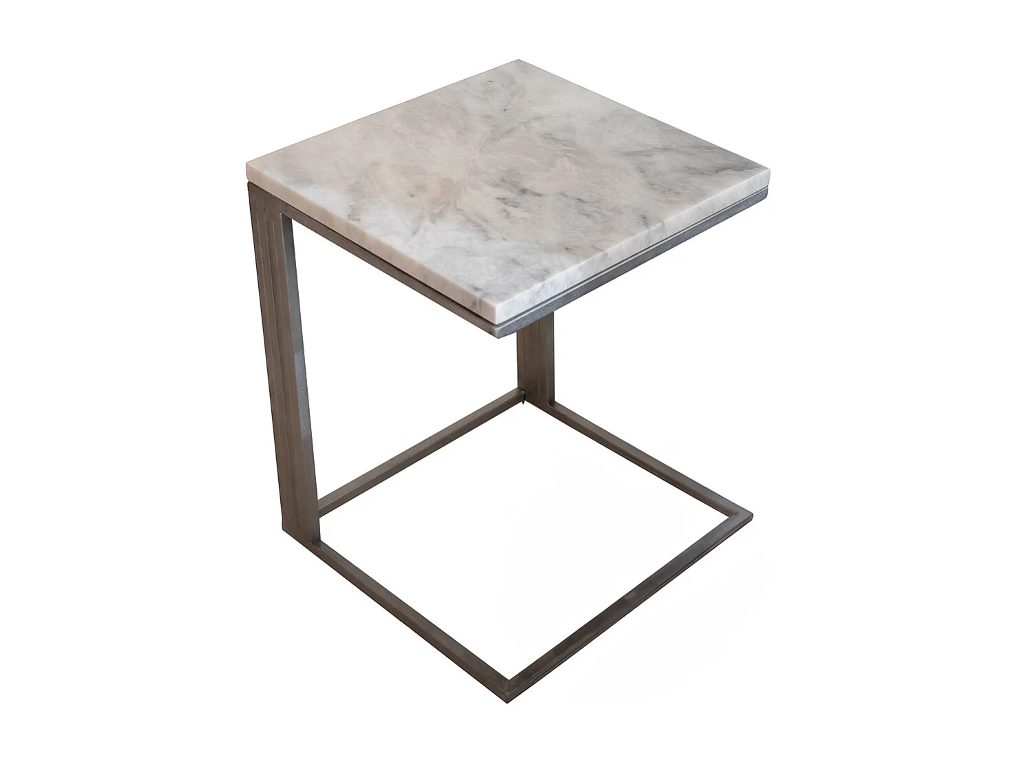 Pequena mesa quadrada de mármore branco para sofá