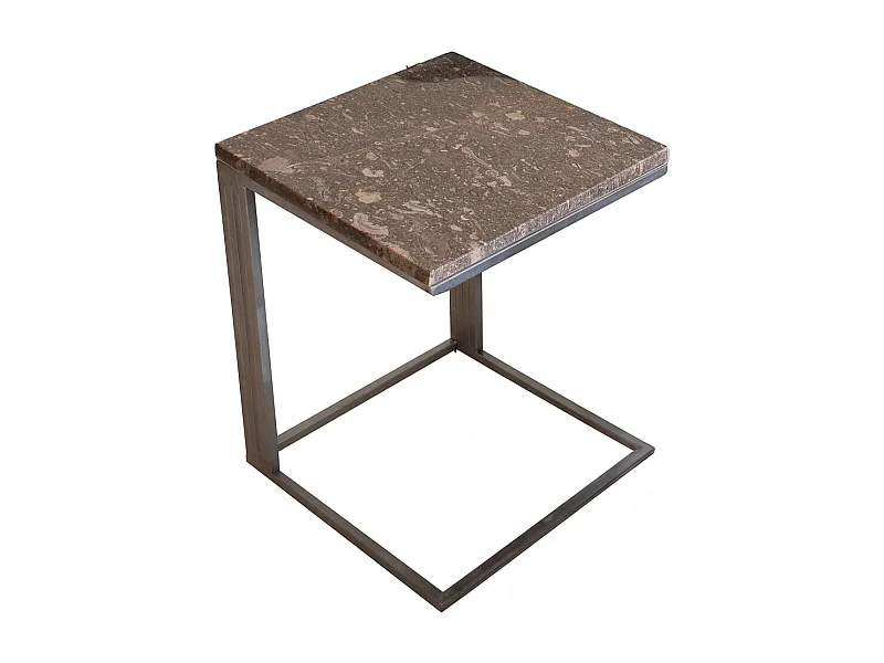 Mesa de centro de mármol marrón cuadrada para un interior contemporáneo