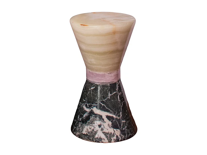 Mesa de centro redonda de mármore e ônix