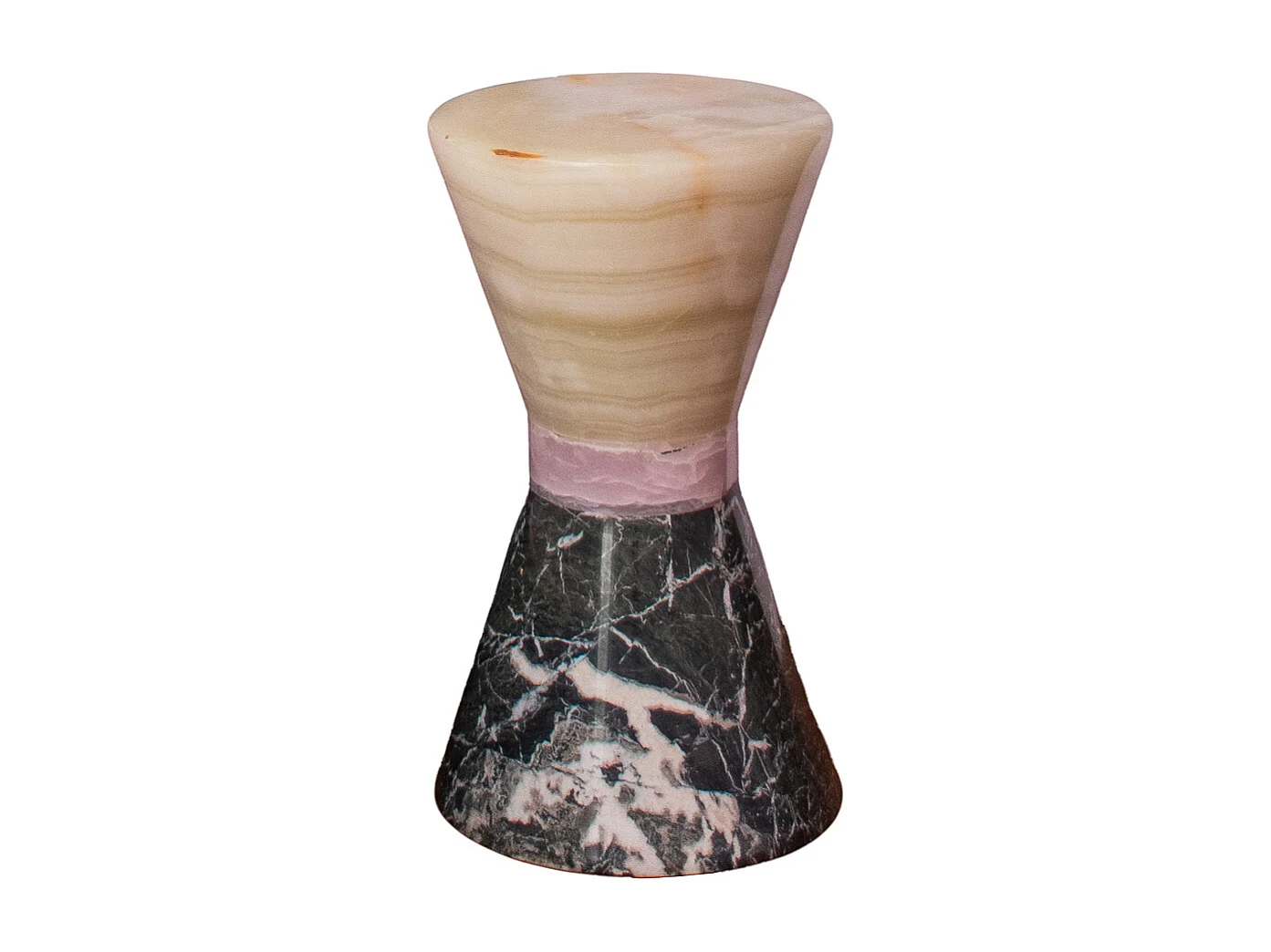 Mesa de centro redonda de mármore e ônix