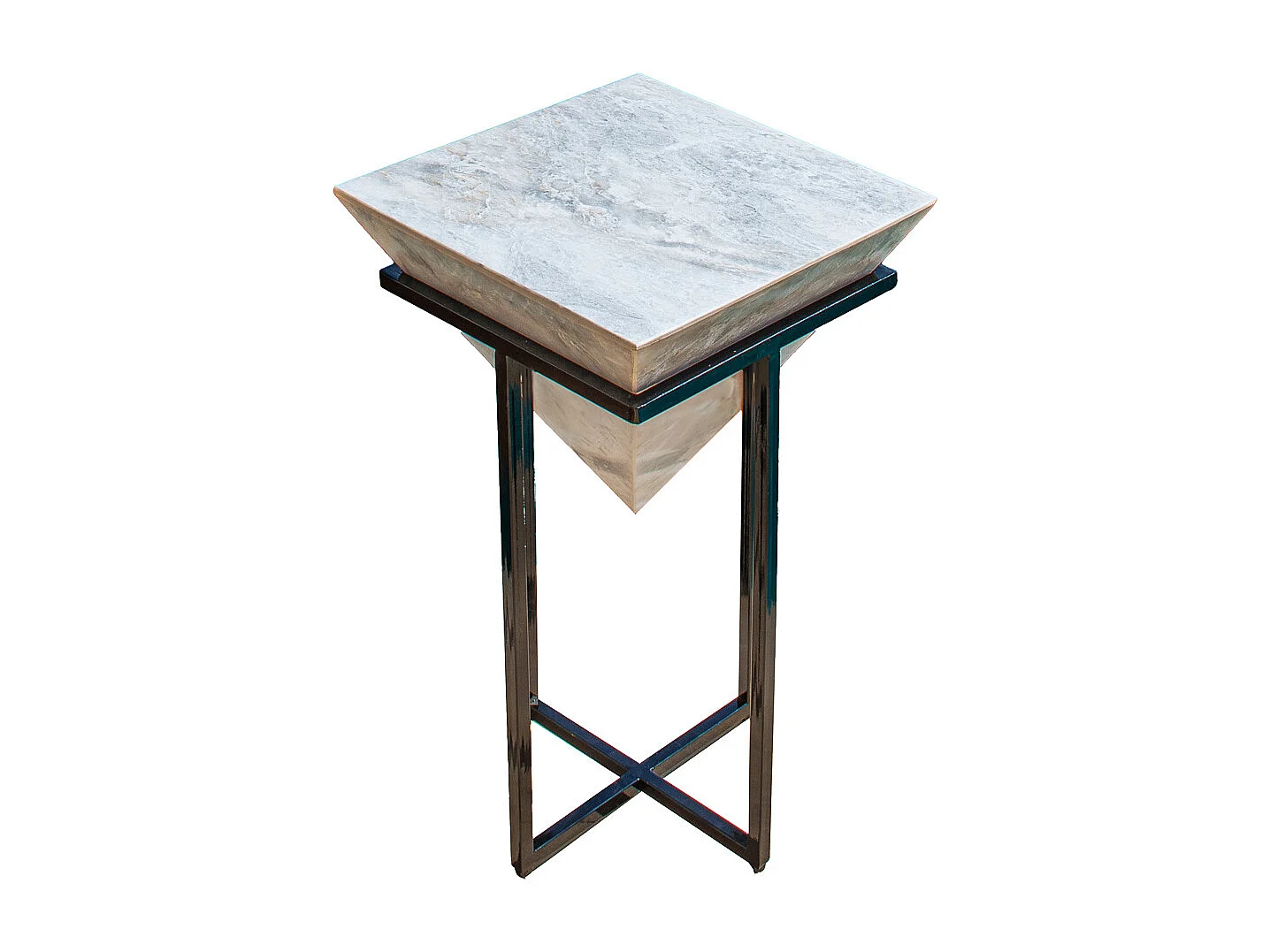 Mesa de mármore branco trapezoidal