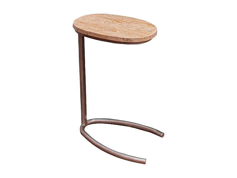 Mesa de centro oval em mármore bege