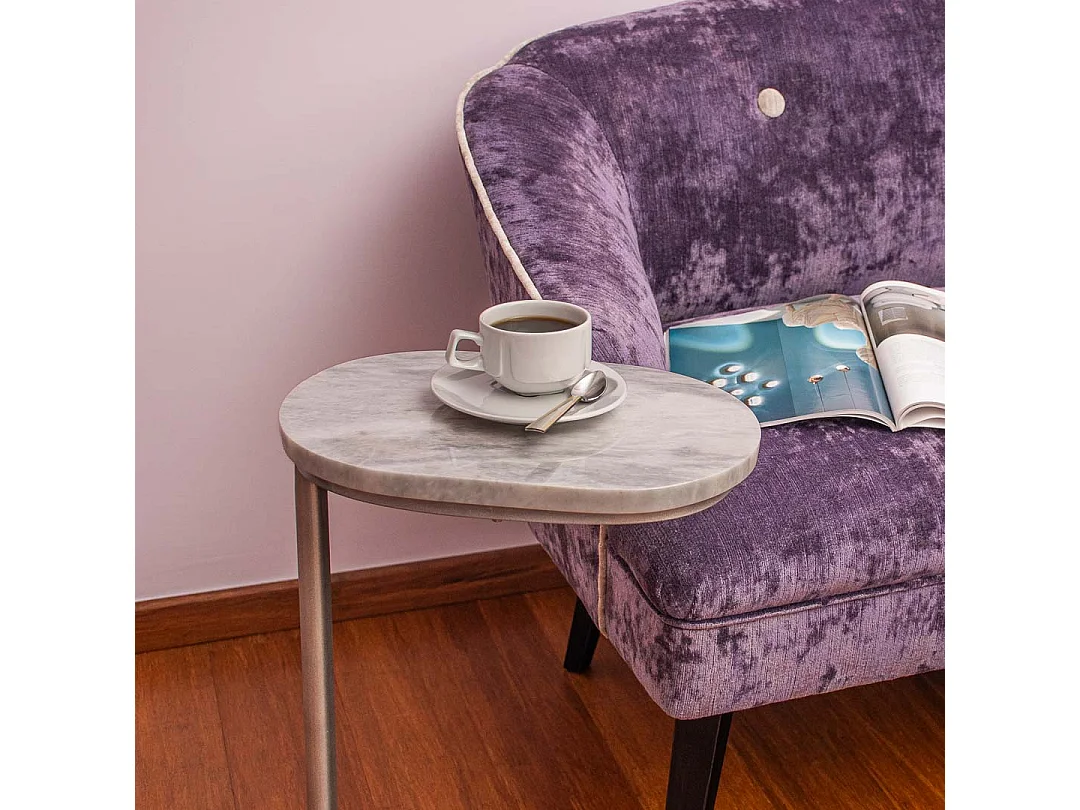 Mesa auxiliar ovalada de mármol gris