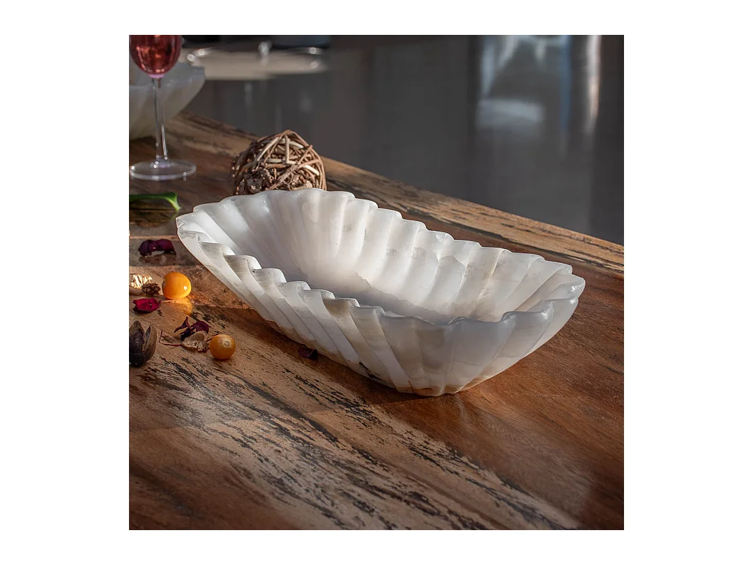 Bandeja de mármol blanco tallada a mano