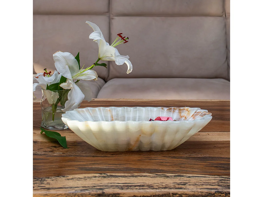 Bandeja de ônix esculpida à mão com design único