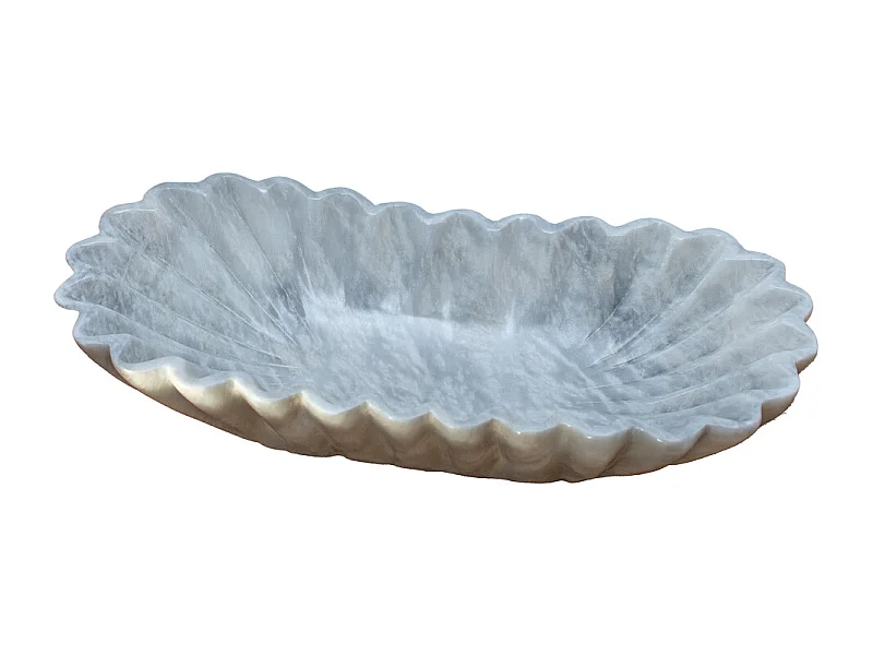 Bandeja decorativa de mármol esculpido a mano con forma única ondulada