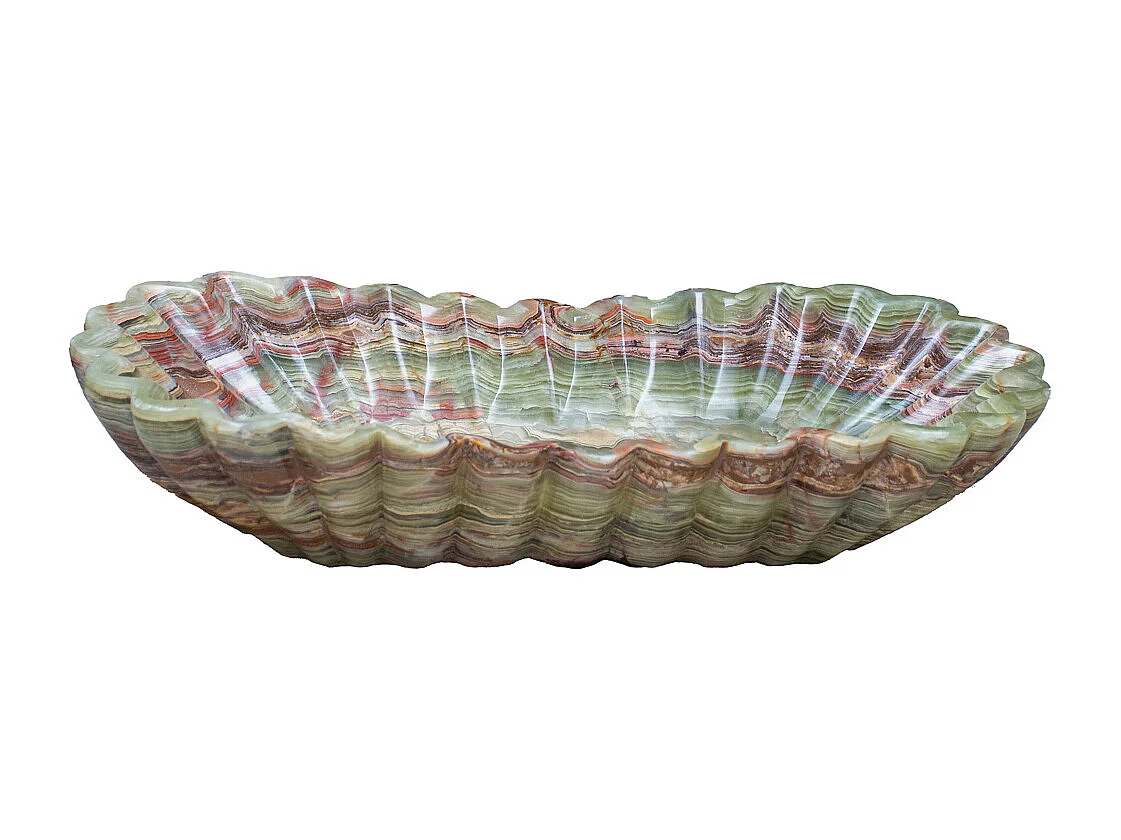 Bandeja de mármore verde esculpida à mão