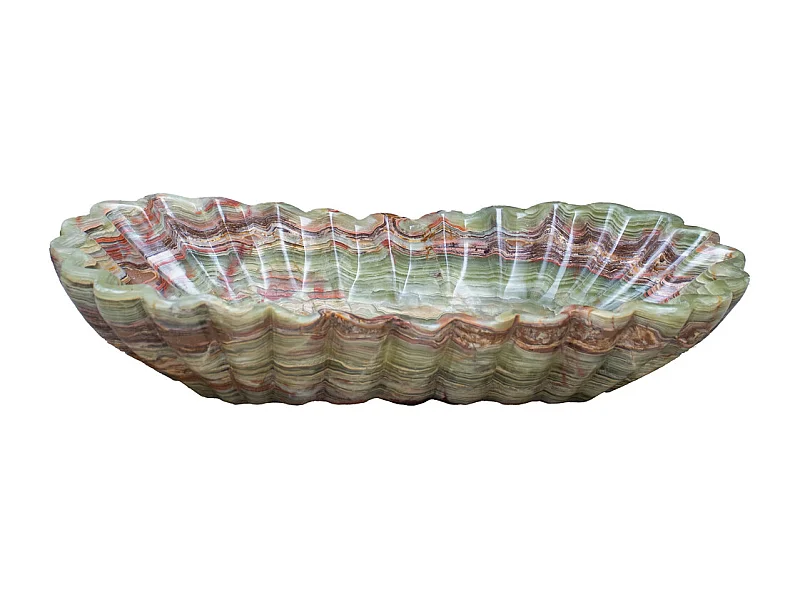 Bandeja de mármore verde esculpida à mão