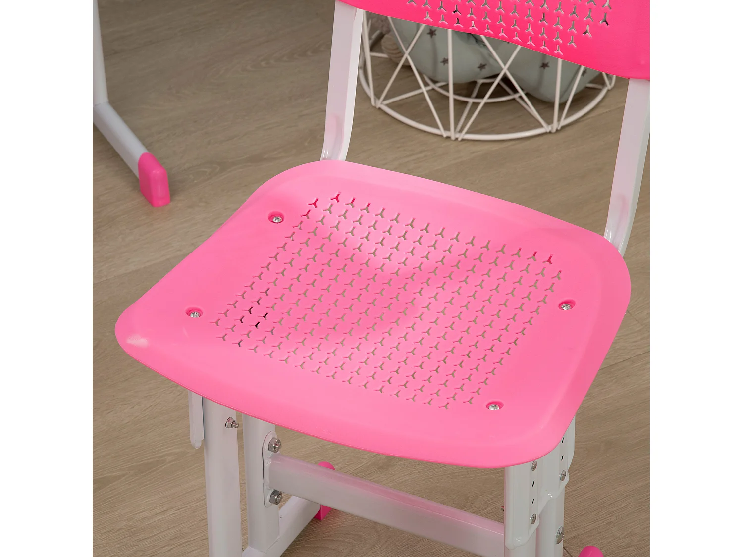 Bureau enfant avec chaise - ensemble bureau et chaise réglable - support de lecture, case - rose blanc