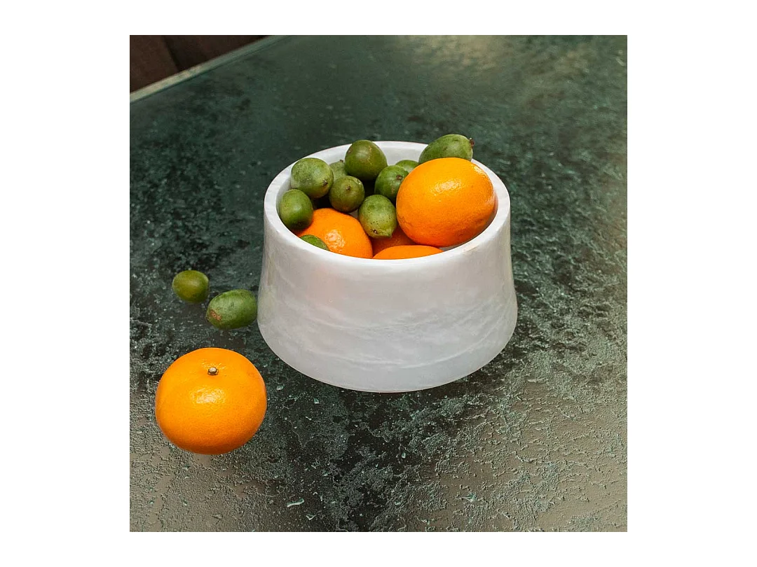 Bol de mármol gris hecho a mano para decoración de interiores