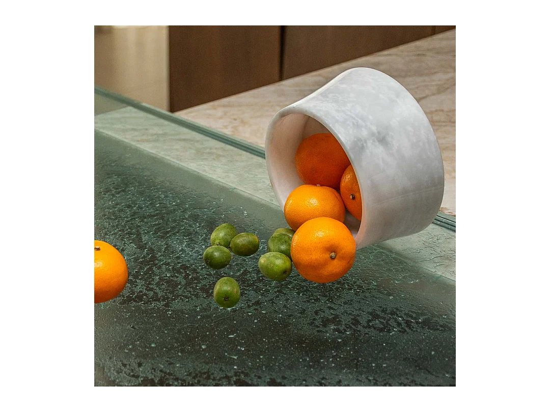 Bol de mármol gris hecho a mano para decoración de interiores