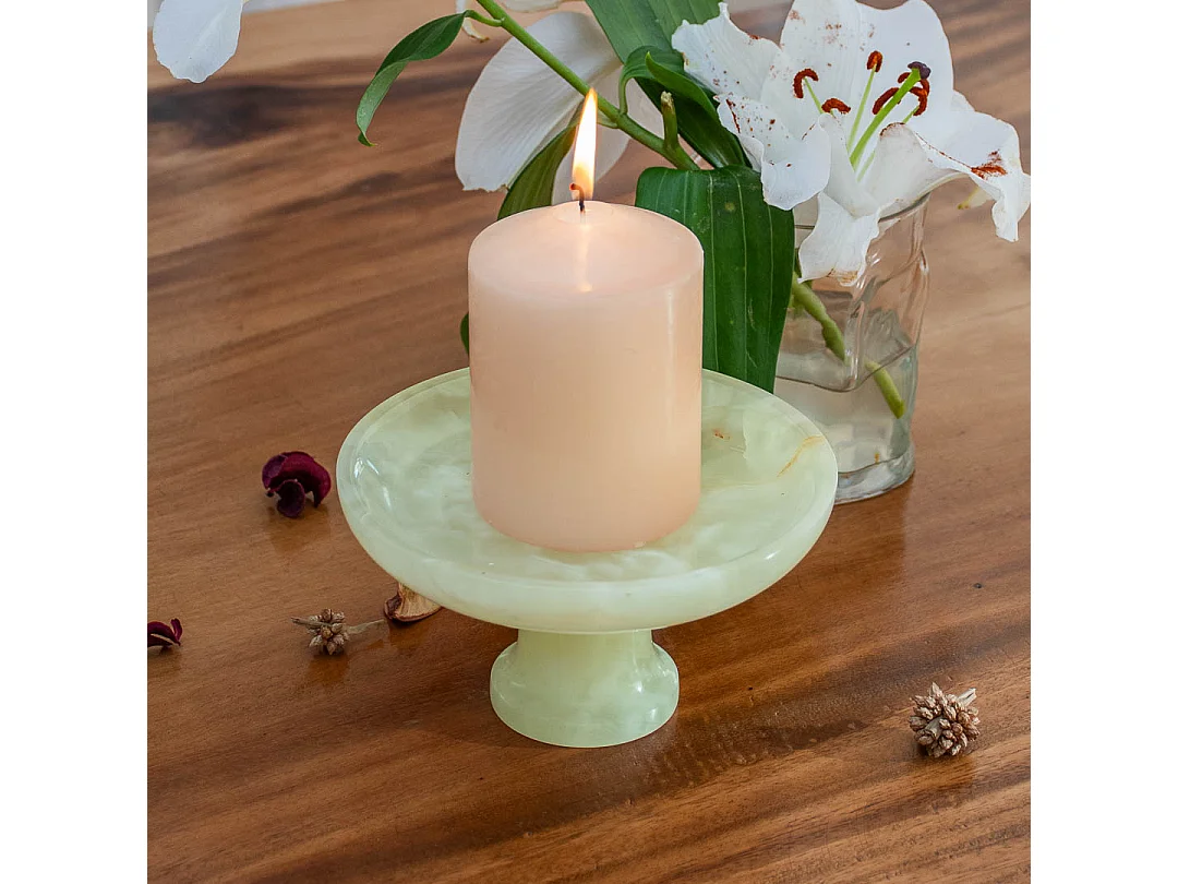 Bol decorativo de ónix verde claro tallado a mano