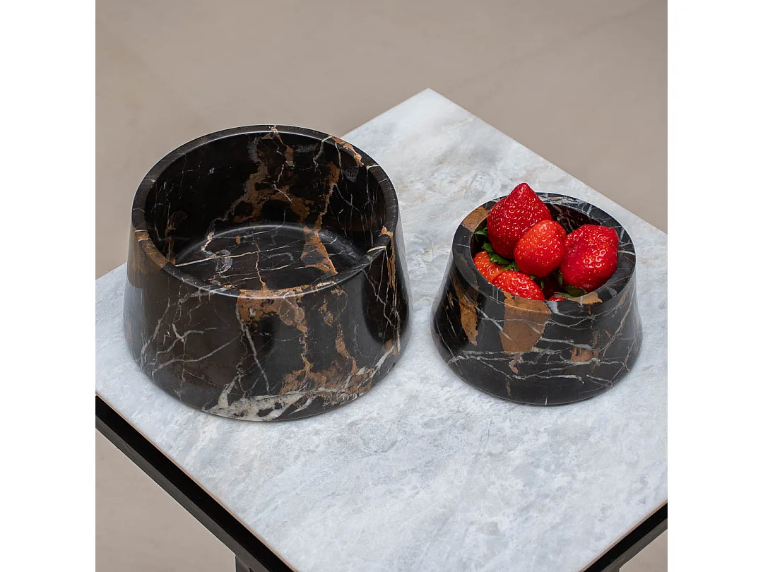 Bol de mármol esculpido a mano, color negro