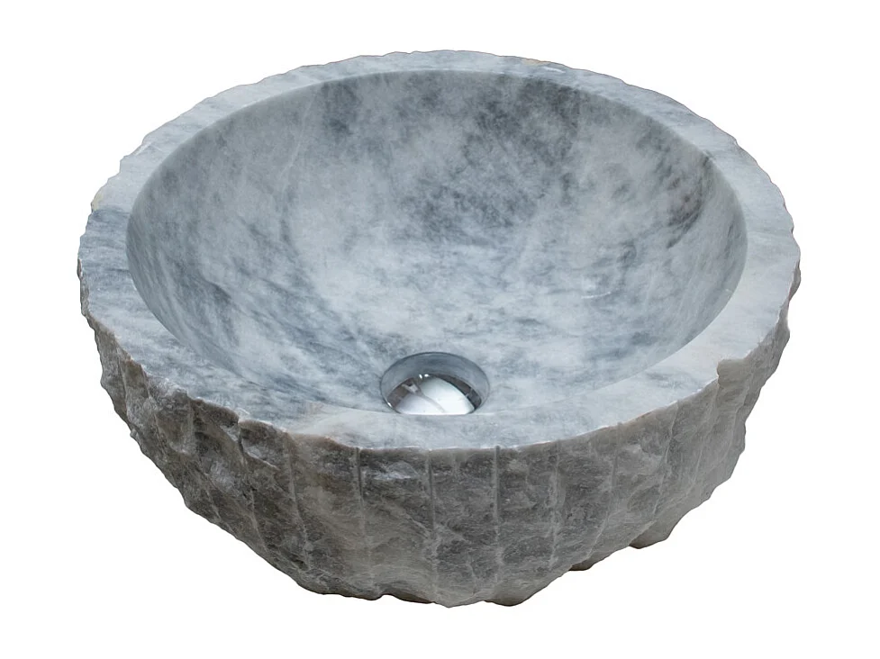 Lavabo de mármol gris esculpido a mano para baño