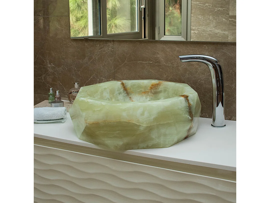 Lavatório de pedra ônix para bancada de banheiro