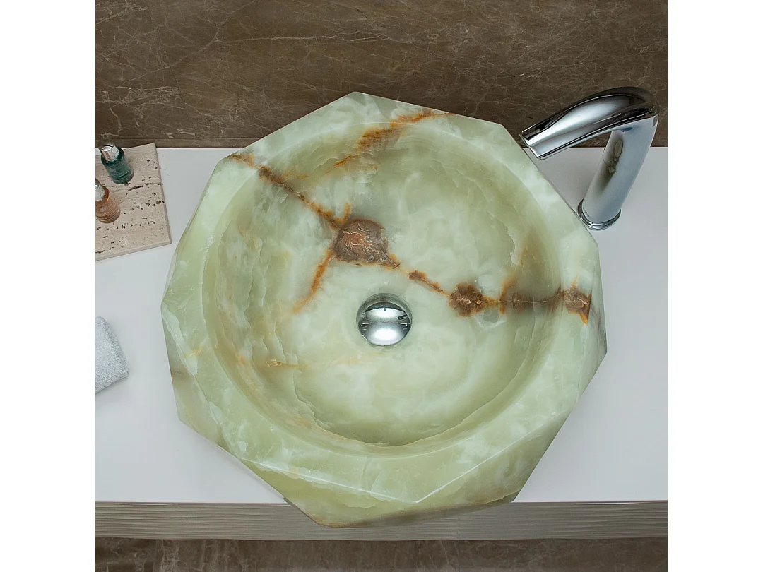 Lavatório de pedra ônix para bancada de banheiro
