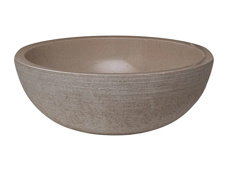 Lavabo de mármol beige redondo hecho a mano para baño moderno