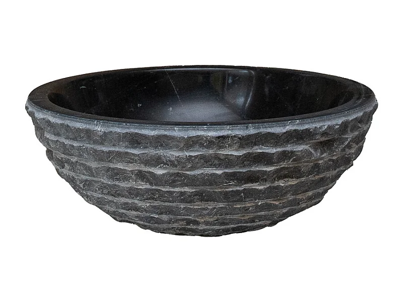 Lavabo de piedra natural negra hecho a mano de 40x40 cm