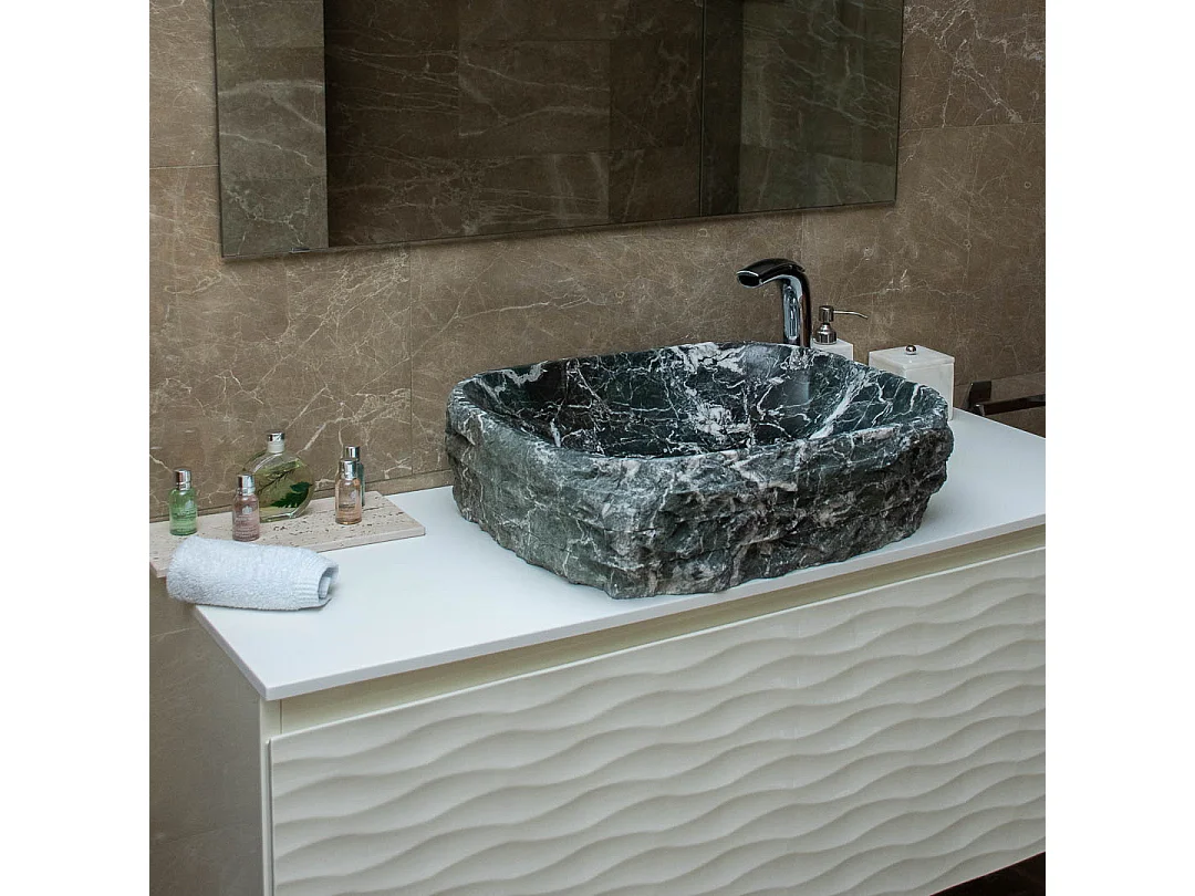 Lavabo de mármol negro esculpido a mano para baño moderno