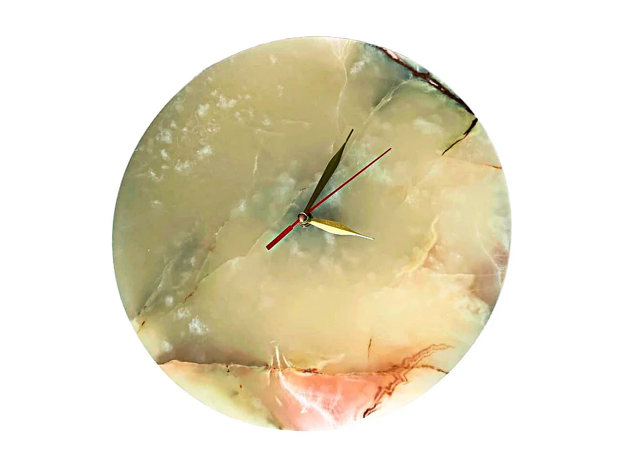 Relógio de parede redondo esculpido em ônix à mão