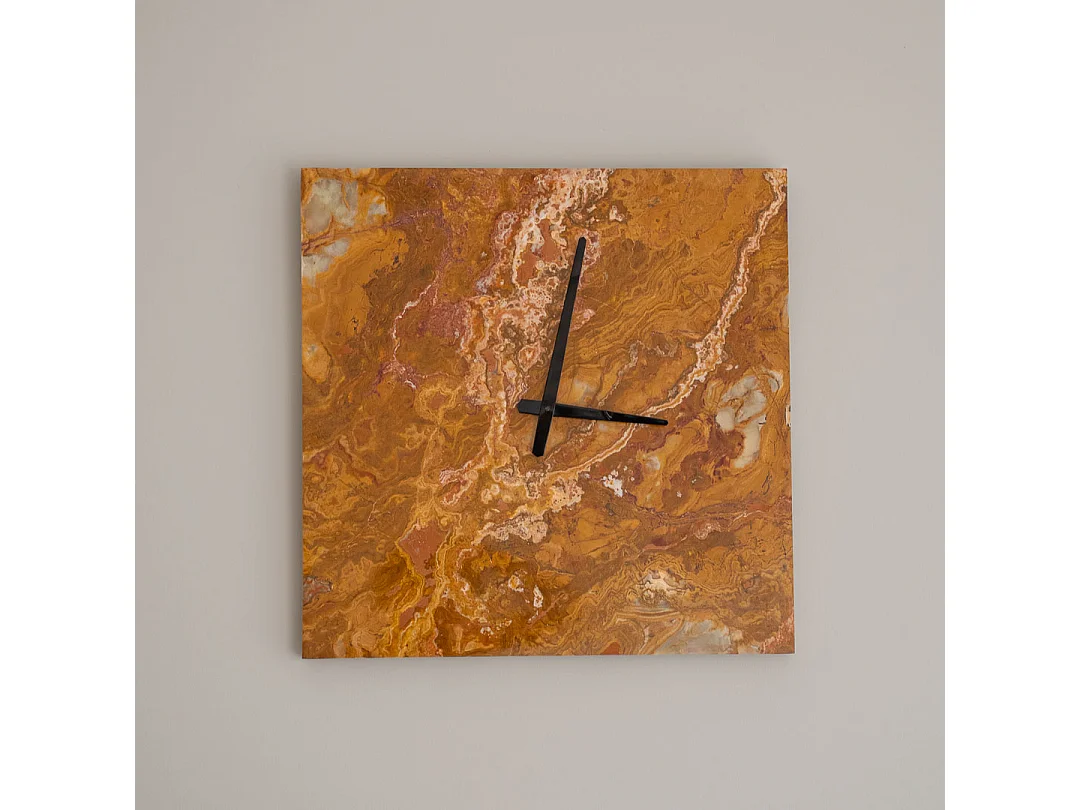 Reloj de pared cuadrado de mármol ónix verde