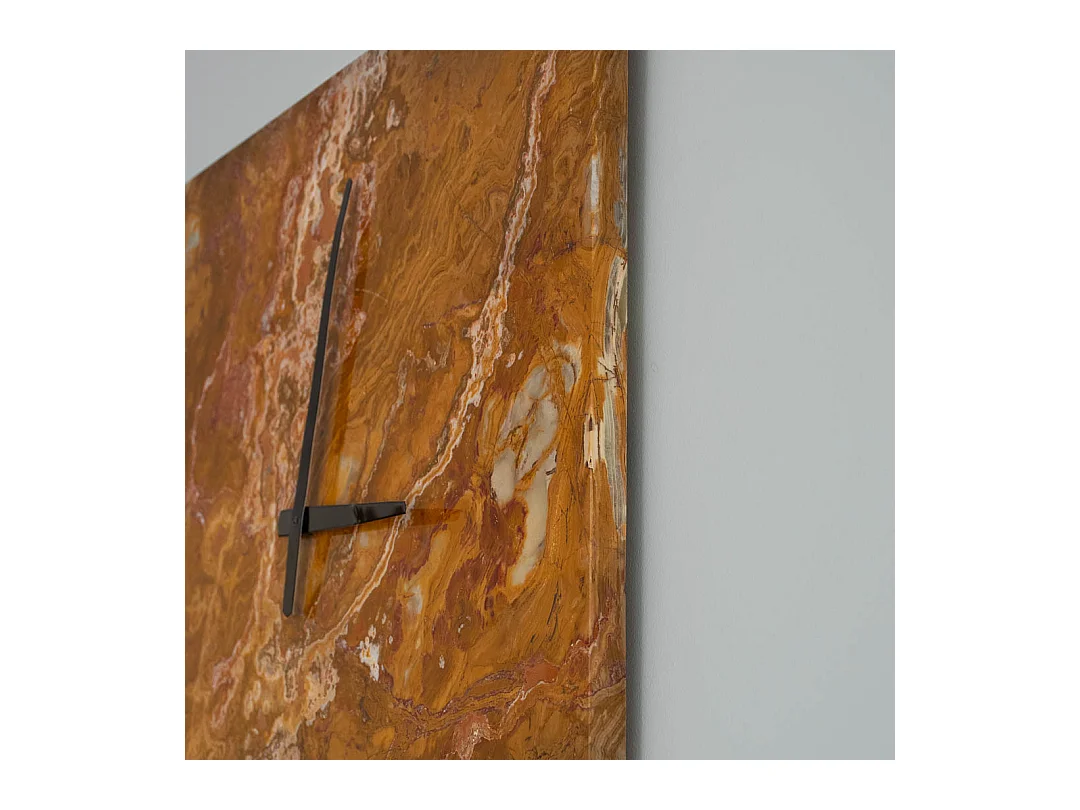 Relógio de parede quadrado em mármore ônix verde