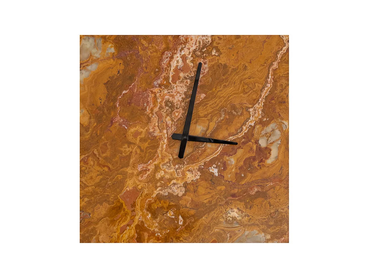 Relógio de parede quadrado em mármore ônix verde