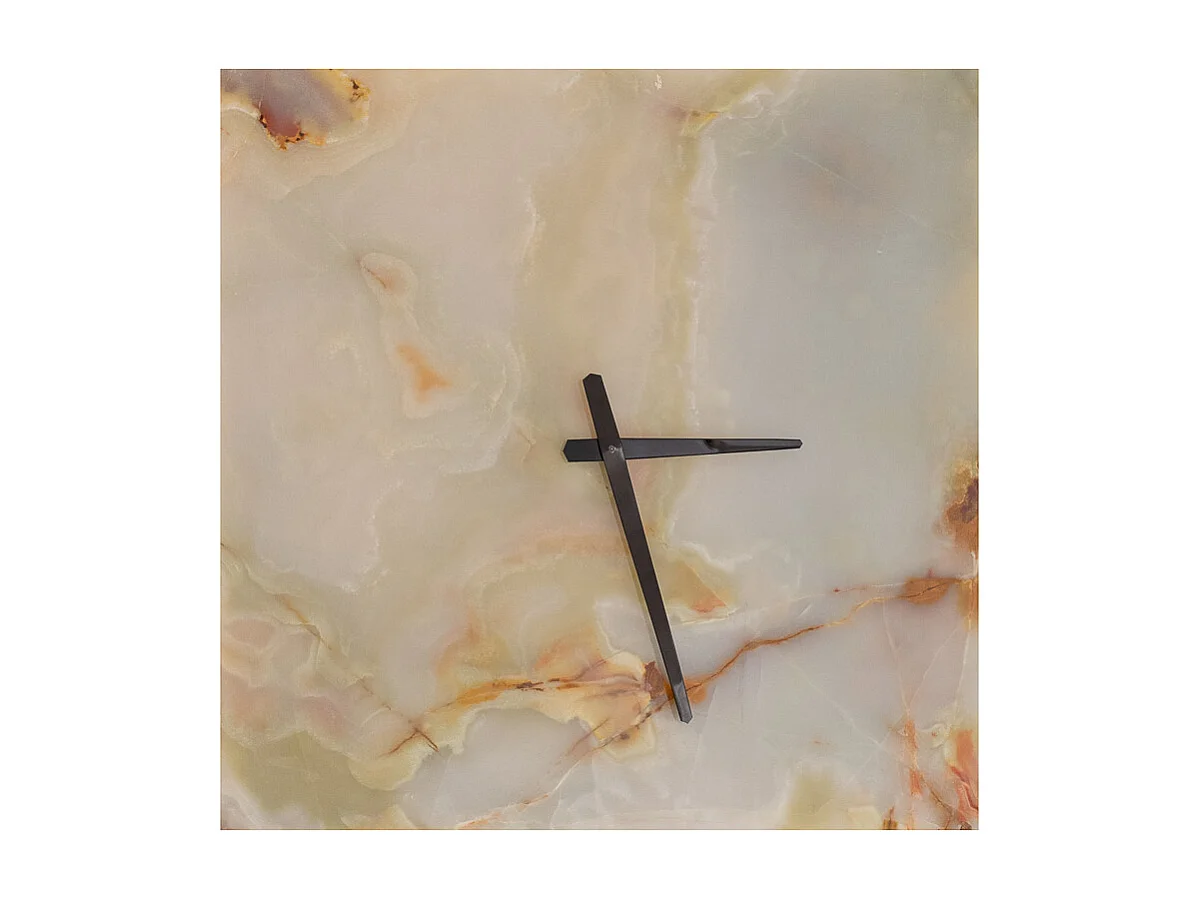 Relógio de parede esculpido em ônix à mão, tamanho grande quadrado