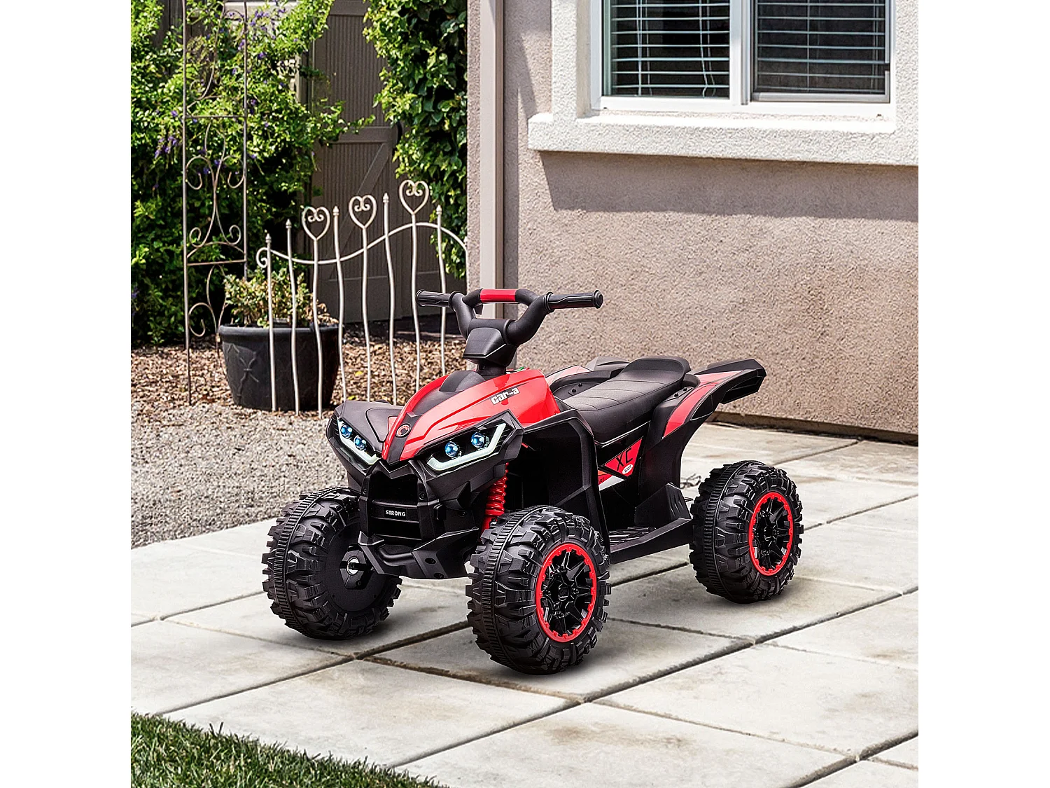 Quad buggy électrique enfant 12 V 3 Km/h max. effets lumineux et sonores rouge noir