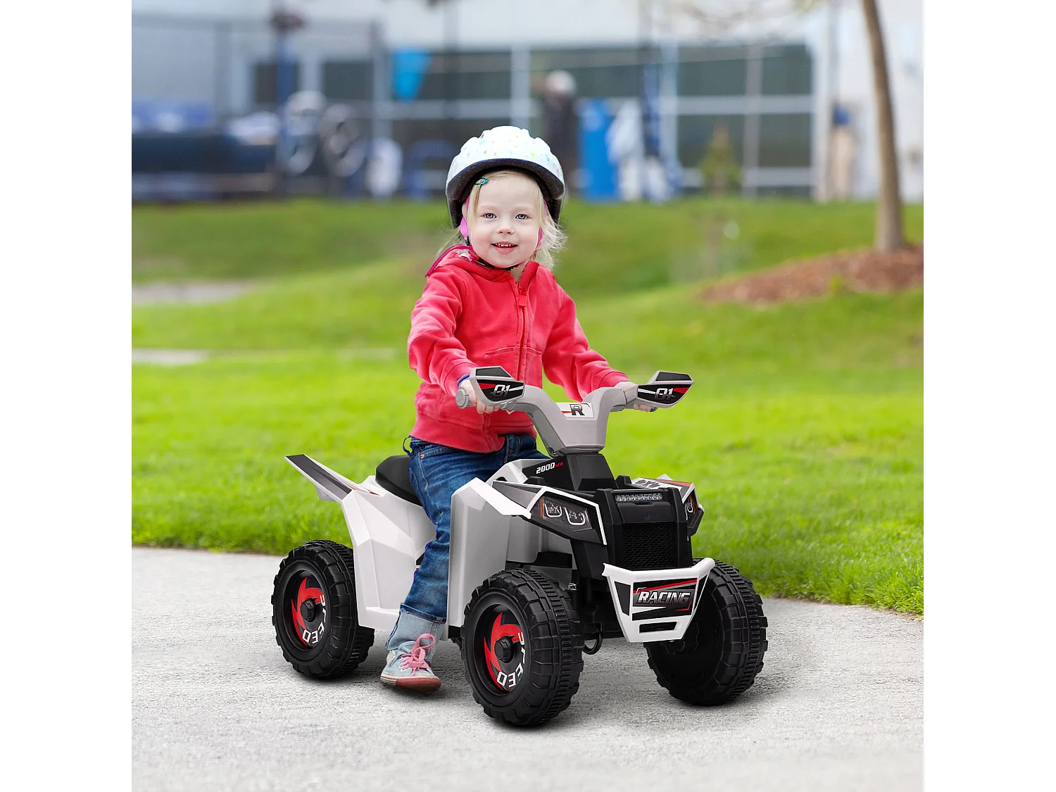 Quad électrique enfant V. max.  2,5 Km/h 6 V blanc