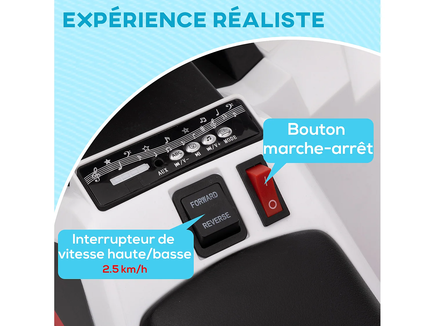 Quad électrique enfant V. max.  2,5 Km/h 6 V blanc