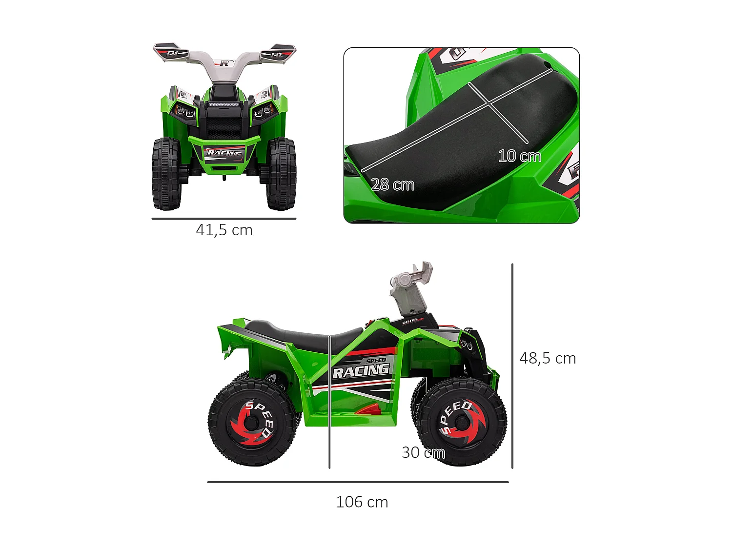 Quad électrique enfant V. max.  2,5 Km/h 6 V vert