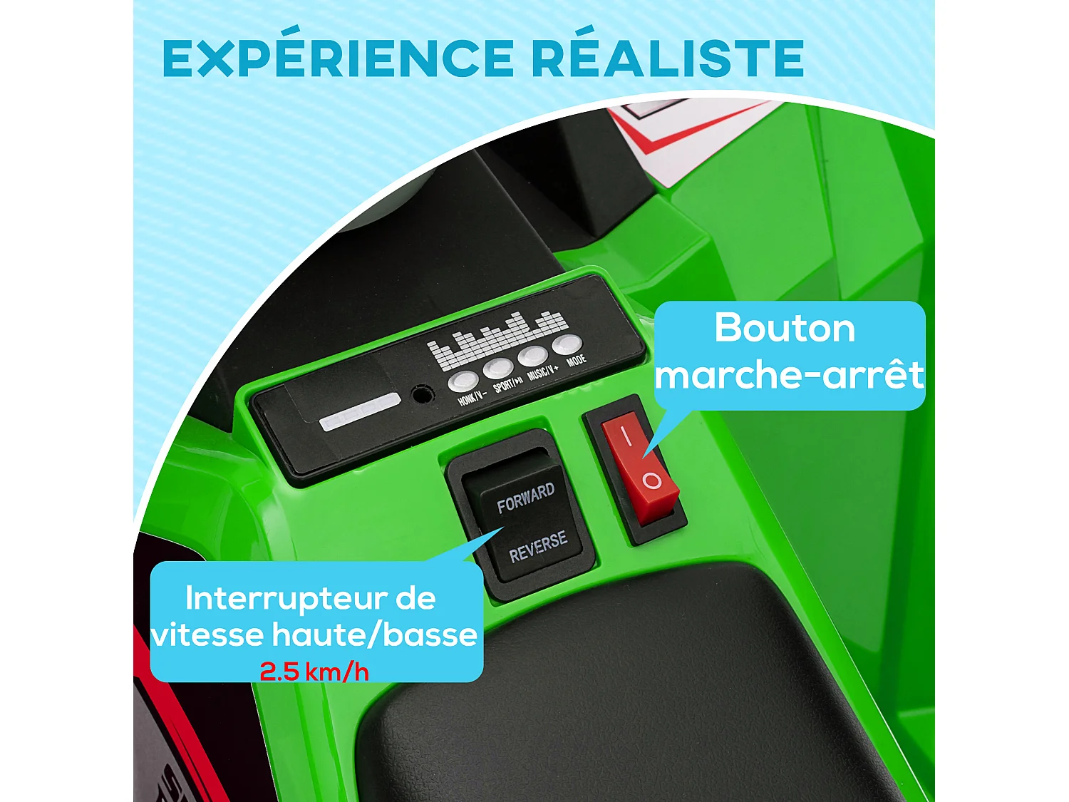 Quad électrique enfant V. max.  2,5 Km/h 6 V vert