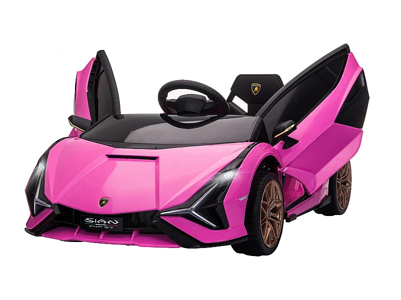 Voiture électrique enfant de sport supercar 12 V - V. max. 5 Km/h effets sonores + lumineux rose