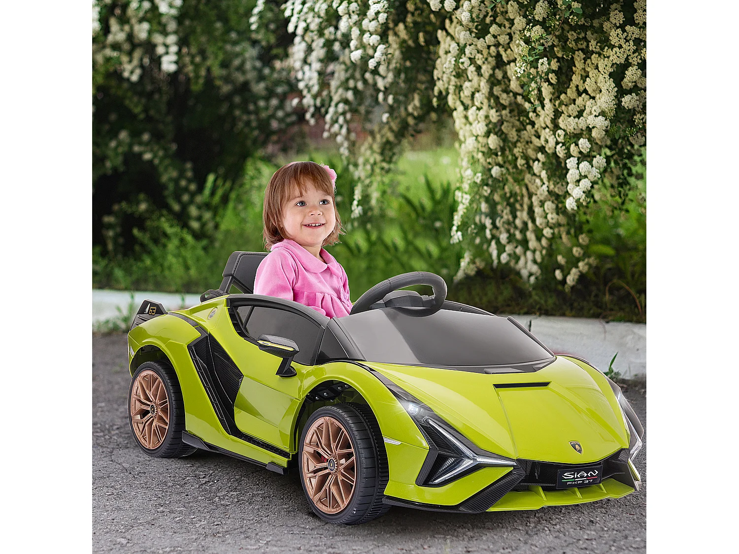 Voiture électrique enfant de sport supercar 12 V - V. max. 5 Km/h effets sonores + lumineux vert
