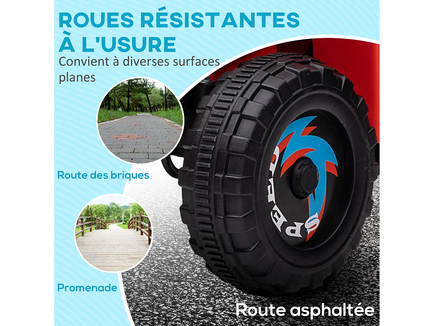 Quad électrique enfant V. max.  2,5 Km/h 6 V rouge