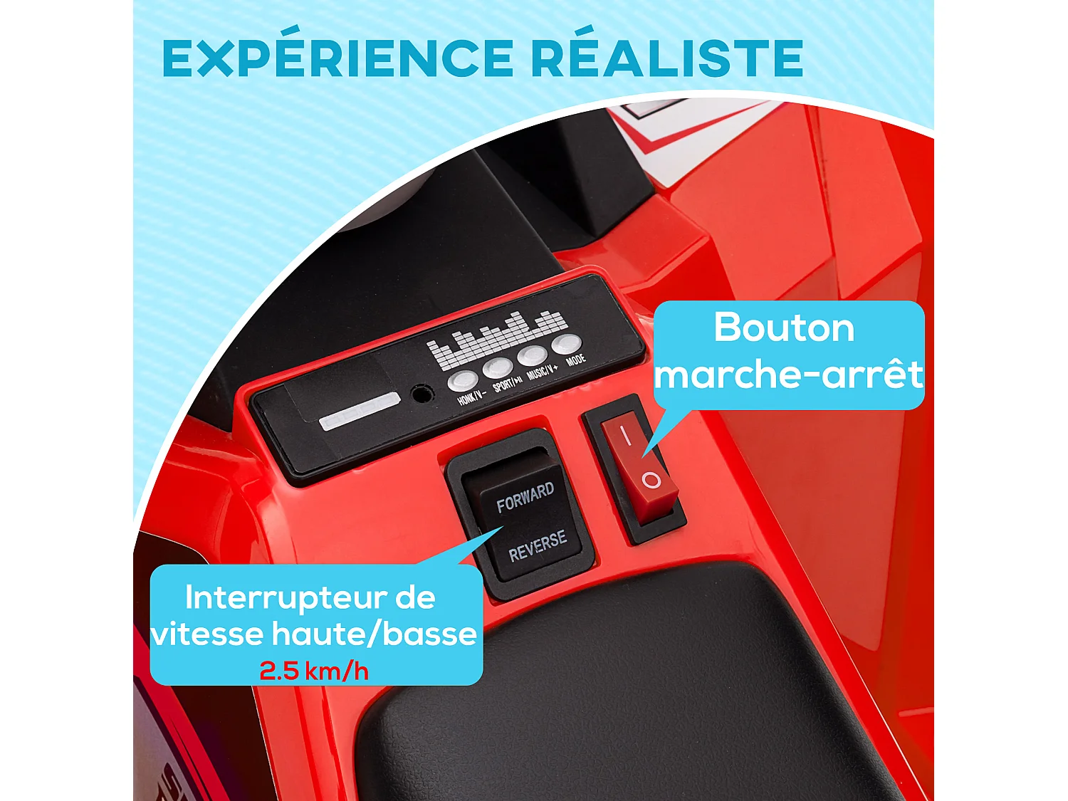 Quad électrique enfant V. max.  2,5 Km/h 6 V rouge