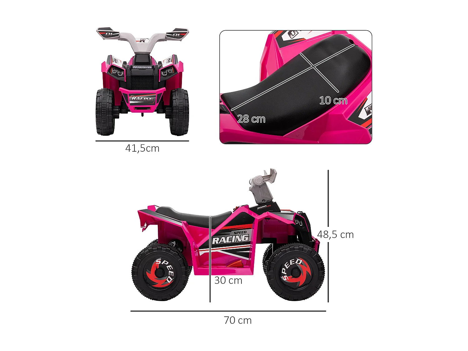 Quad électrique enfant V. max.  2,5 Km/h 6 V rose