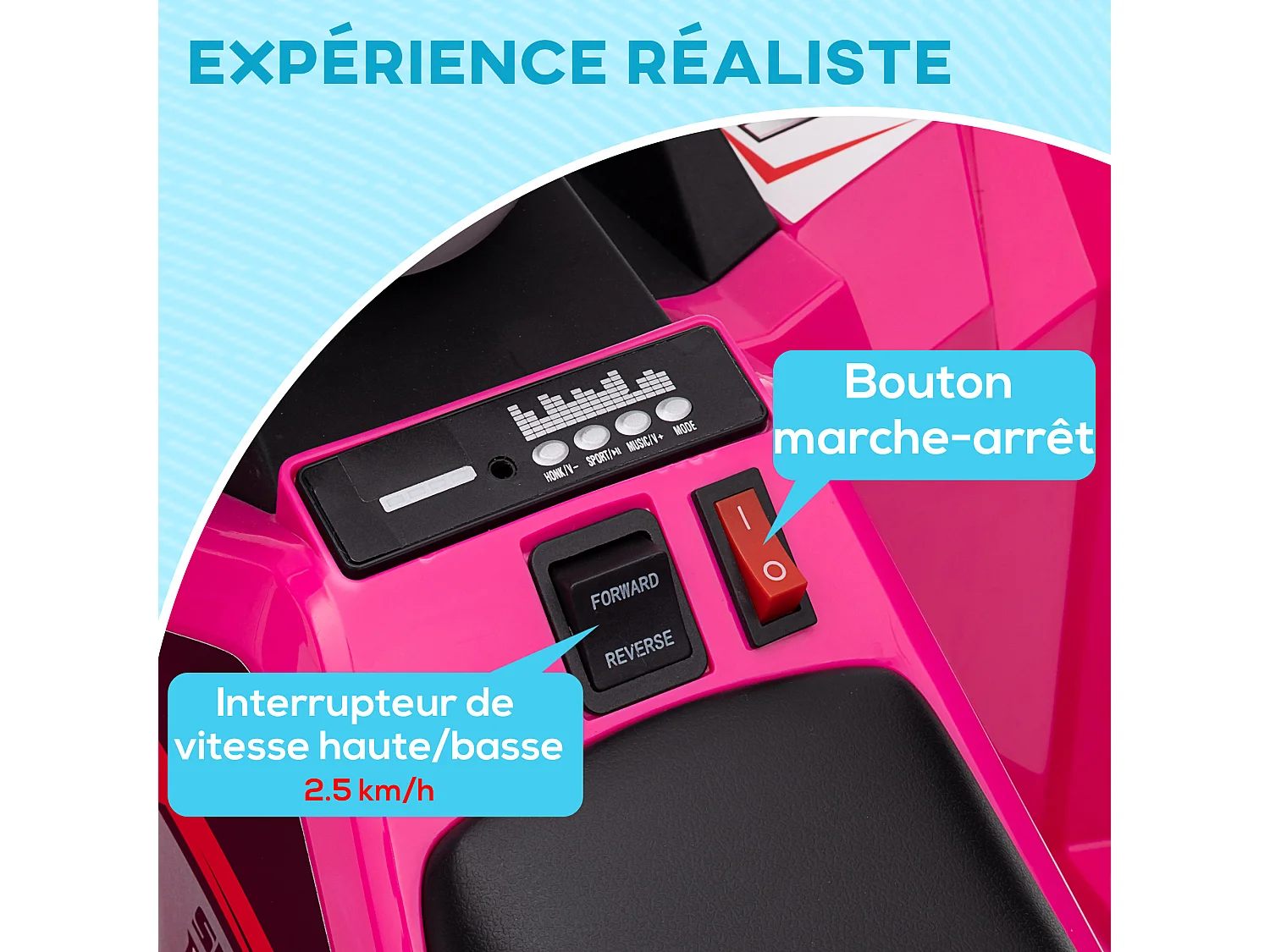 Quad électrique enfant V. max.  2,5 Km/h 6 V rose