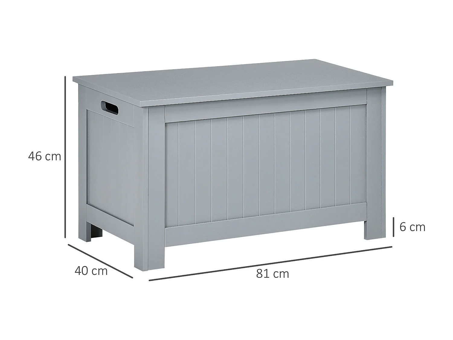 Coffre malle de rangement 81L x 40l x 46H cm MDF gris